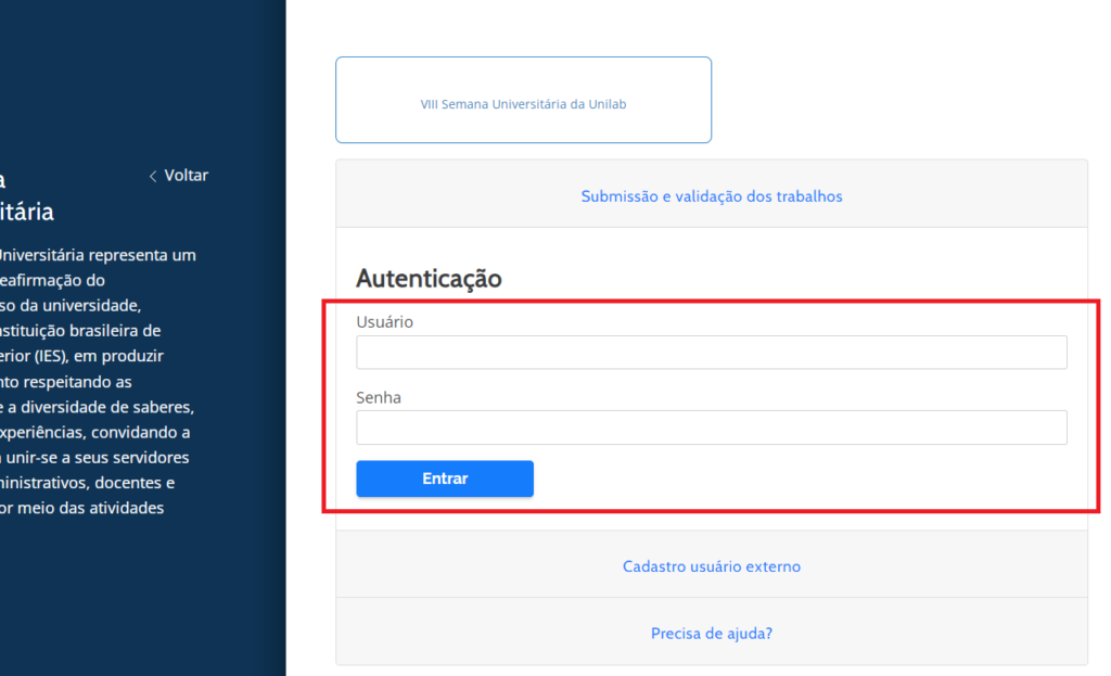 Tela de login